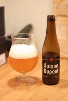 beer on a glass